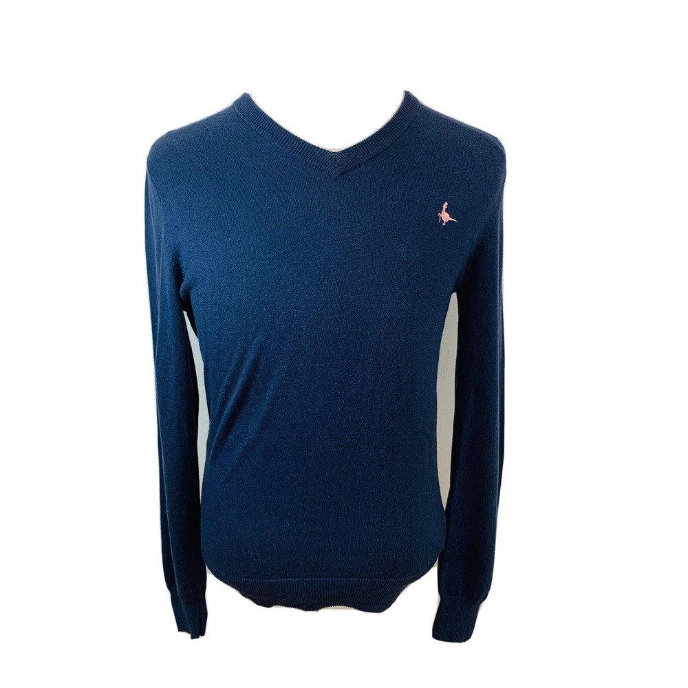 Jack Wills Cashmere Cotton V Neck Sweater Men Small  Blue Long Sleeve Soft